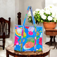 HANDMADE QUILTED TOTE BAG 18 by 18