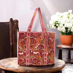 HANDMADE QUILTED TOTE BAG 18 by 18