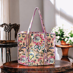 HANDMADE QUILTED TOTE BAG With Free utility pouch 1-Peice FREE-FREE -FREE