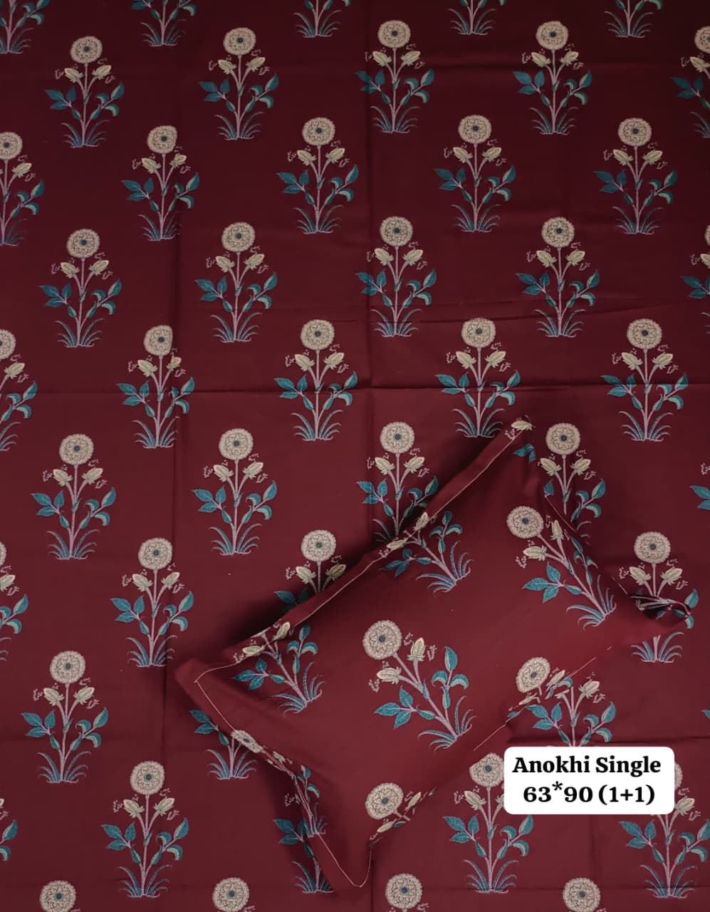 Pure cotton Single bed bedsheet with 1 pillow cover