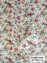 Pure cotton Single bed bedsheet with 1 pillow cover