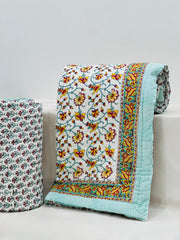 PREMIUM JAIPURI HAND BLOCK DOUBLE BED HAND QUILT ( RAZAI ) 90X108