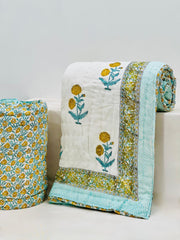 PREMIUM JAIPURI HAND BLOCK DOUBLE BED HAND QUILT ( RAZAI ) 90X108