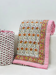 PREMIUM JAIPURI HAND BLOCK DOUBLE BED HAND QUILT ( RAZAI ) 90X108
