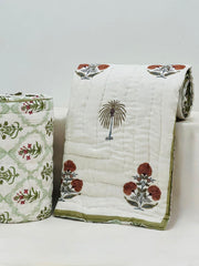 PREMIUM JAIPURI HAND BLOCK DOUBLE BED HAND QUILT ( RAZAI ) 90X108