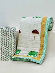 PREMIUM JAIPURI HAND BLOCK DOUBLE BED HAND QUILT ( RAZAI ) 90X108