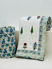 PREMIUM JAIPURI HAND BLOCK DOUBLE BED HAND QUILT ( RAZAI ) 90X108