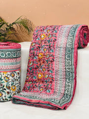 PREMIUM JAIPURI HAND BLOCK DOUBLE BED HAND QUILT ( RAZAI ) 90X108