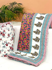 PREMIUM JAIPURI HAND BLOCK DOUBLE BED HAND QUILT ( RAZAI ) 90X108