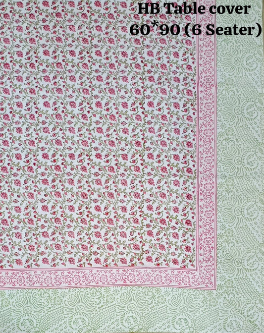 Handblock printed Casemate Dinning Table cover for 6 Seater