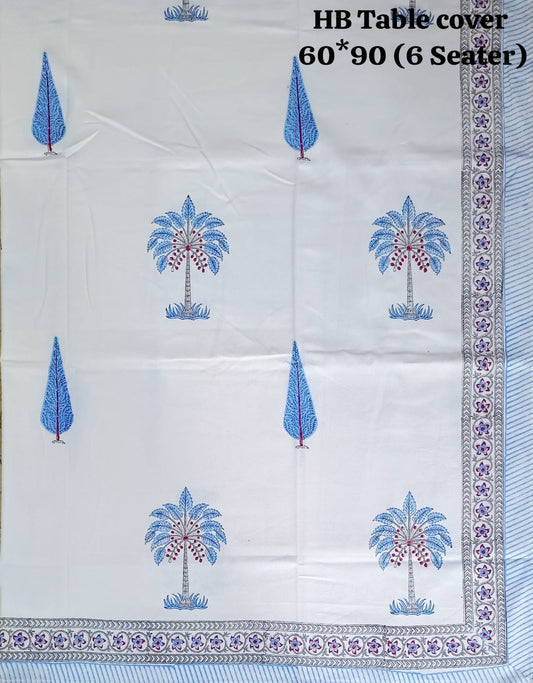 Handblock printed Casemate Dinning Table cover for 6 Seater