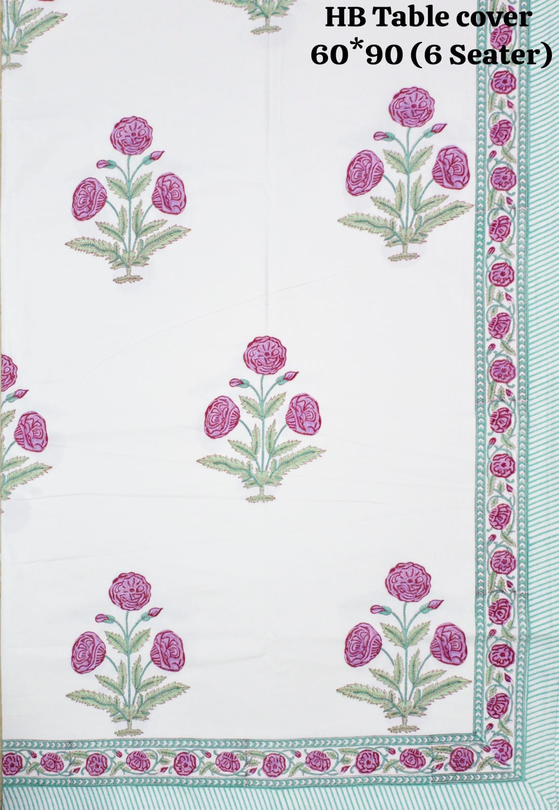 Handblock printed Casemate Dinning Table cover for 6 Seater