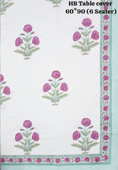 Handblock printed Casemate Dinning Table cover for 6 Seater