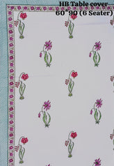 Handblock printed Casemate Dinning Table cover for 6 Seater