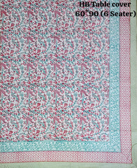 Handblock printed Casemate Dinning Table cover for 6 Seater