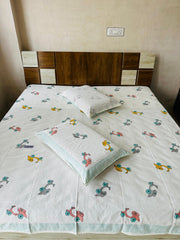 💕Launching Soft Premium Handblock 👧 Kids 👦 Print Bedsheet with 2 Pillow Covers💕