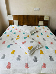 💕Launching Soft Premium Handblock 👧 Kids 👦 Print Bedsheet with 2 Pillow Covers💕