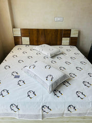 💕Launching Soft Premium Handblock 👧 Kids 👦 Print Bedsheet with 2 Pillow Covers💕