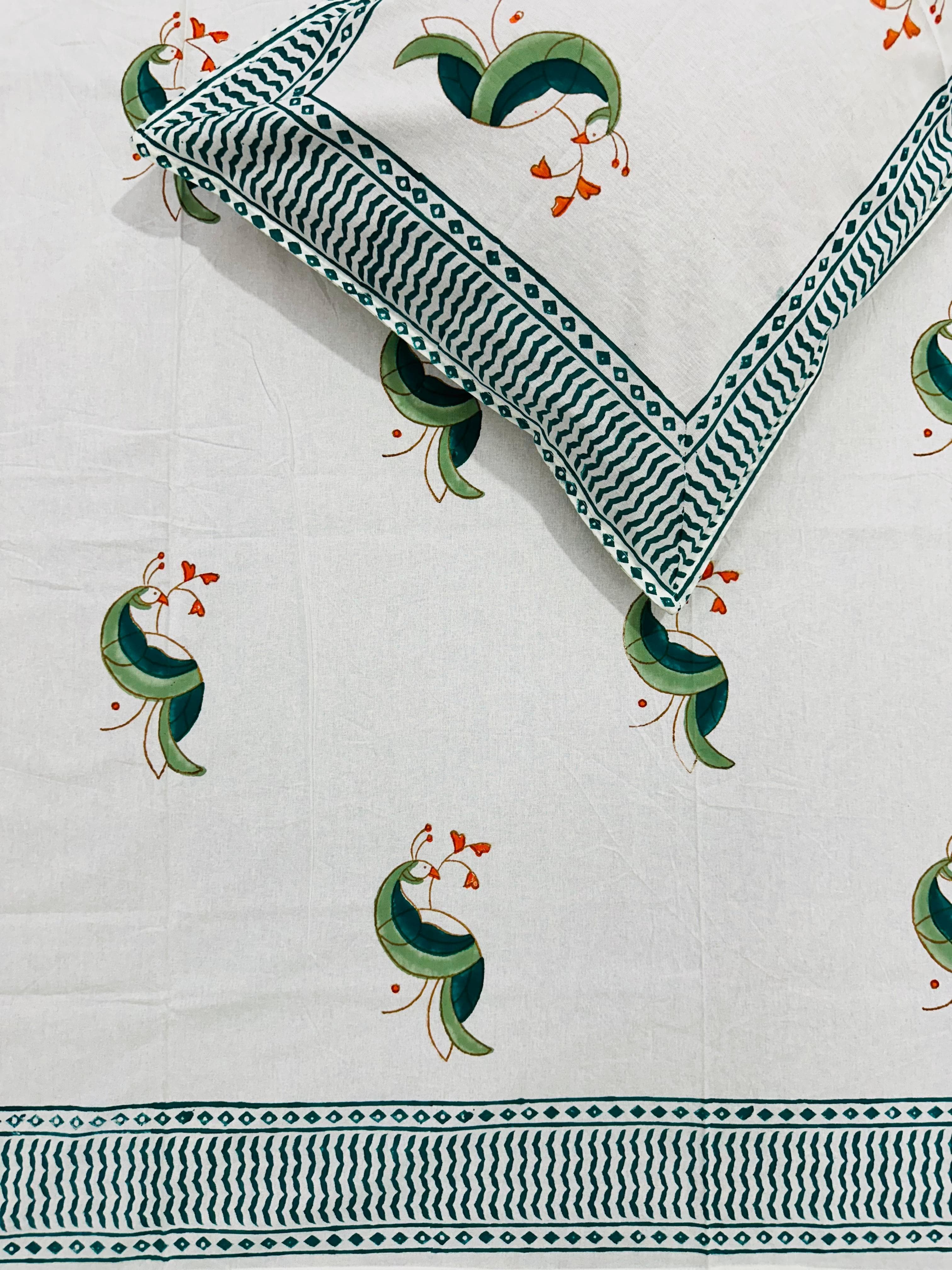 *👶Specially Kids Print Premium Hand block single bedsheet with 1 pillow cover👶*