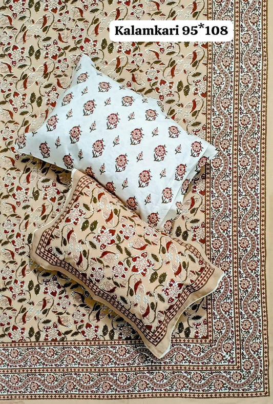 King Size Pure Cotton Bedsheets with 2 Pillow Covers