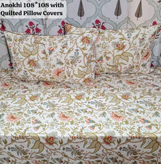 Pure cotton super king size bedsheet with 2 pillow covers